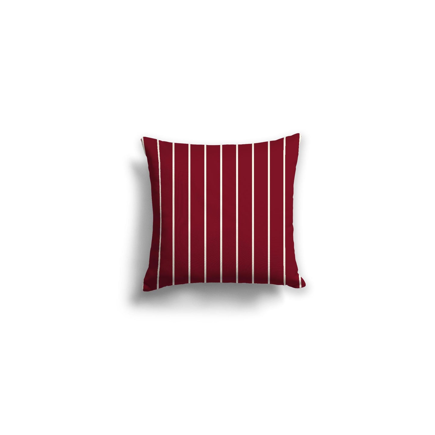 Burgundy Red Spun Polyester Throw Pillow with Fine Pale Cream Stripes on Front 14 x 14 inches / 36 x 36 cm