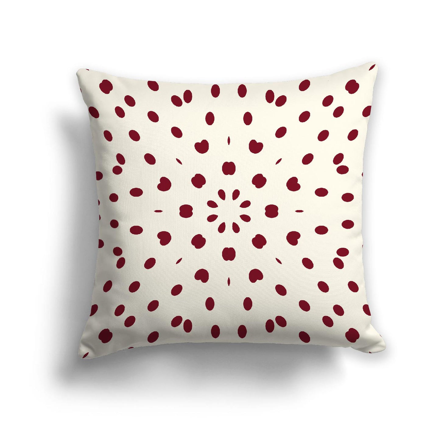 Pale Cream Spun Polyester Throw Pillow with Burgundy Red Burst Pattern on Front | 26 x 26 inches
