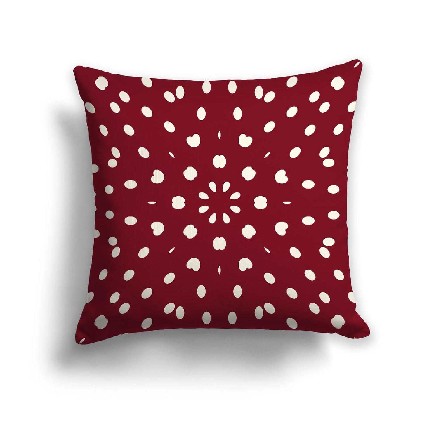Burgundy Red Spun Polyester Throw Pillow with Pale Cream Burst Pattern on Front | 26 x 26 inches