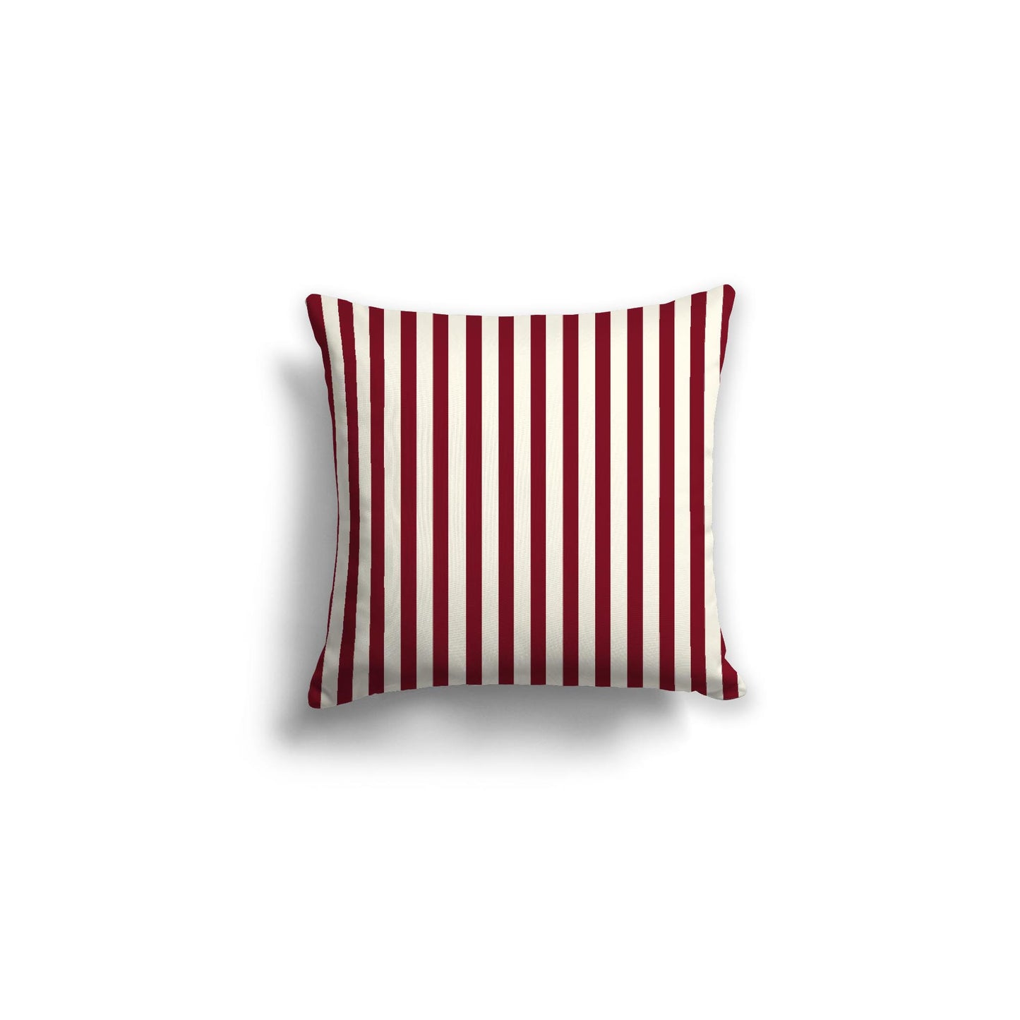 Pale Cream Spun Polyester Throw Pillow with Thin Burgundy Red Bars on Front 16 x 16 inches / 41 x 41 cm