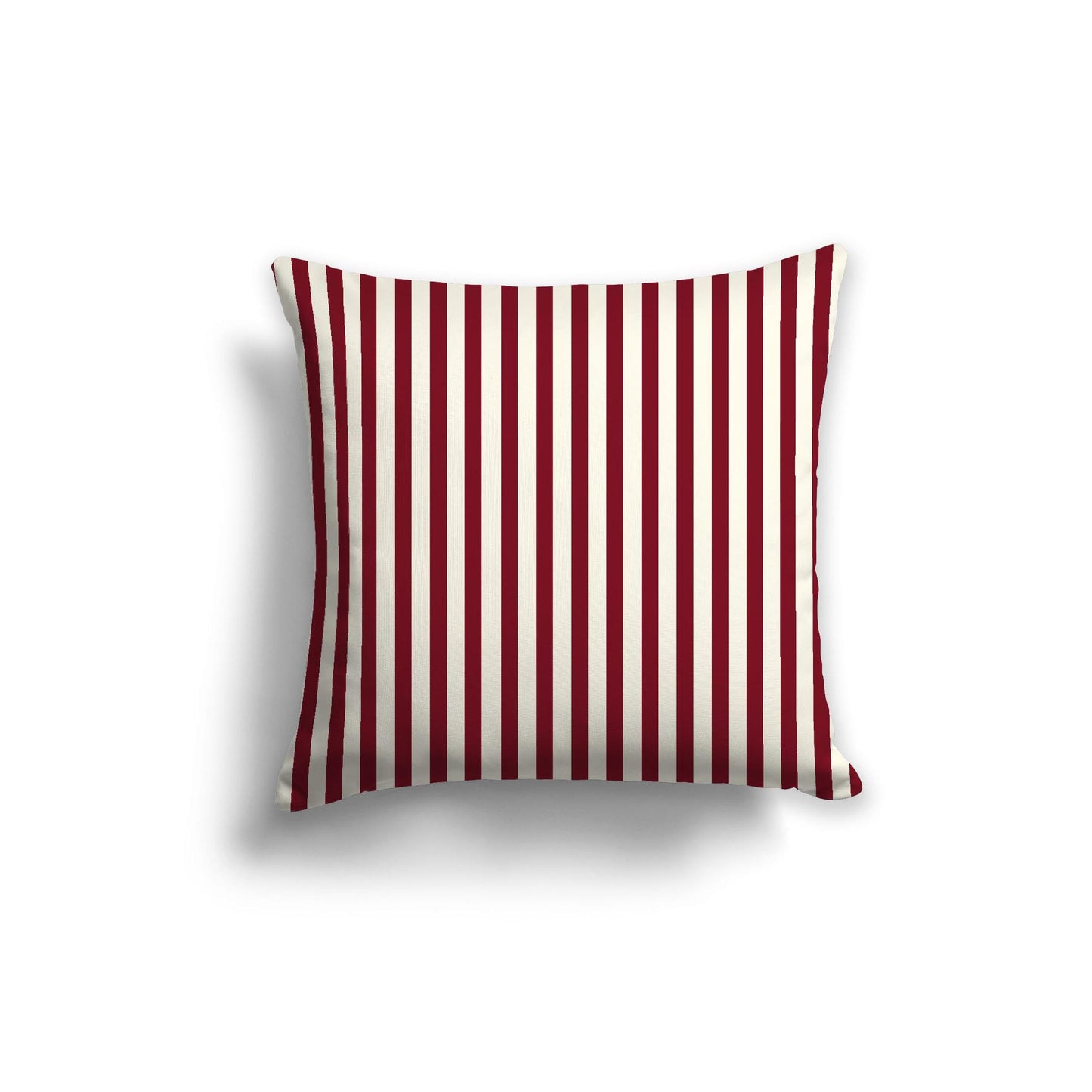 Pale Cream Spun Polyester Throw Pillow with Thin Burgundy Red Bars on Front 20 x 20 inches / 51 x 51 cm