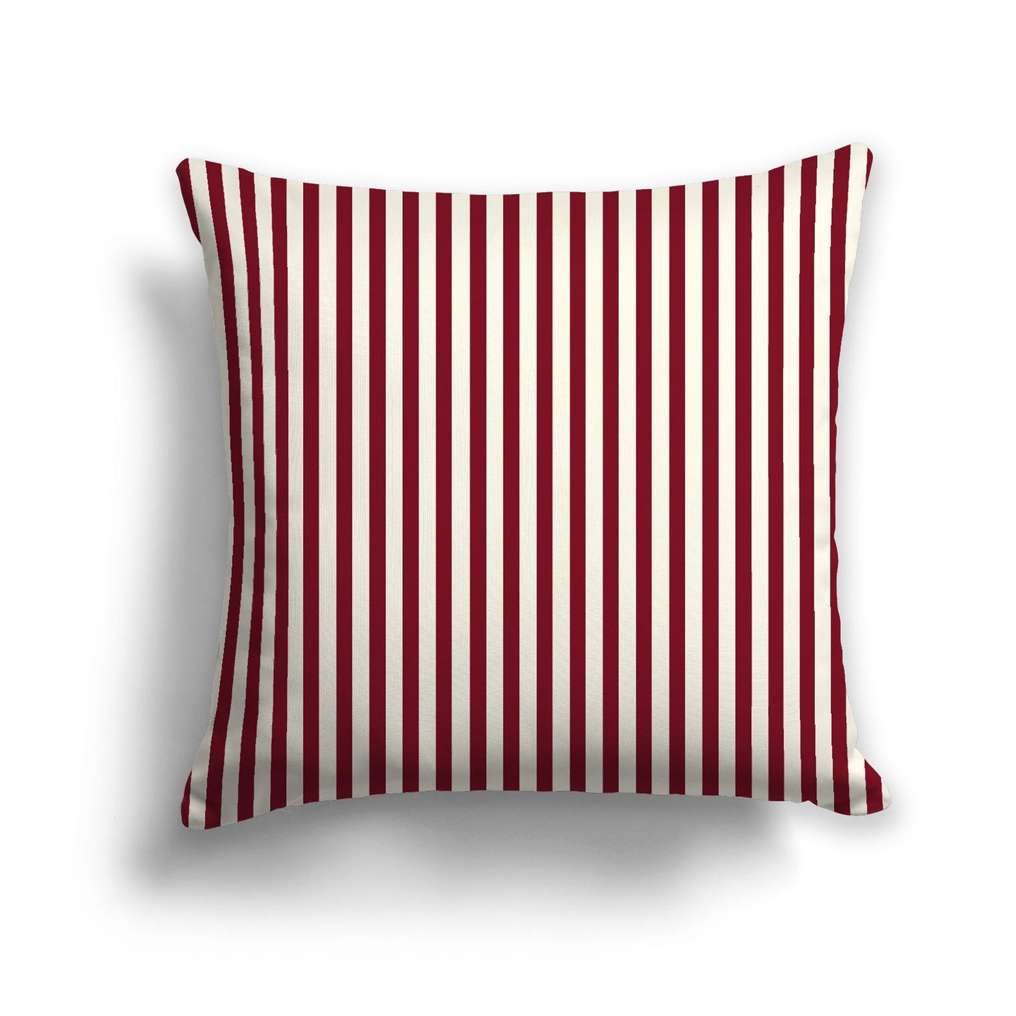 Pale Cream Spun Polyester Throw Pillow with Thin Burgundy Red Bars on Front | 26 x 26 inches