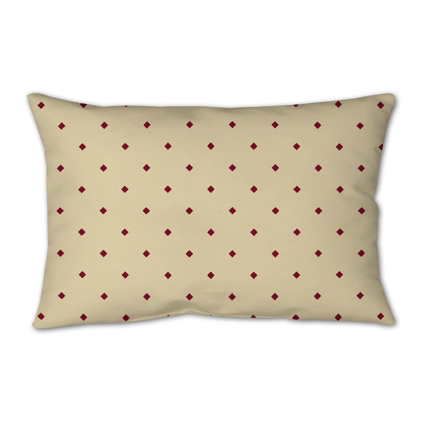 Desert Sand Spun Polyester Throw Pillow with Burgundy Red Diamonds on Front 25 x 18 inches / 63.5 x 66 cm