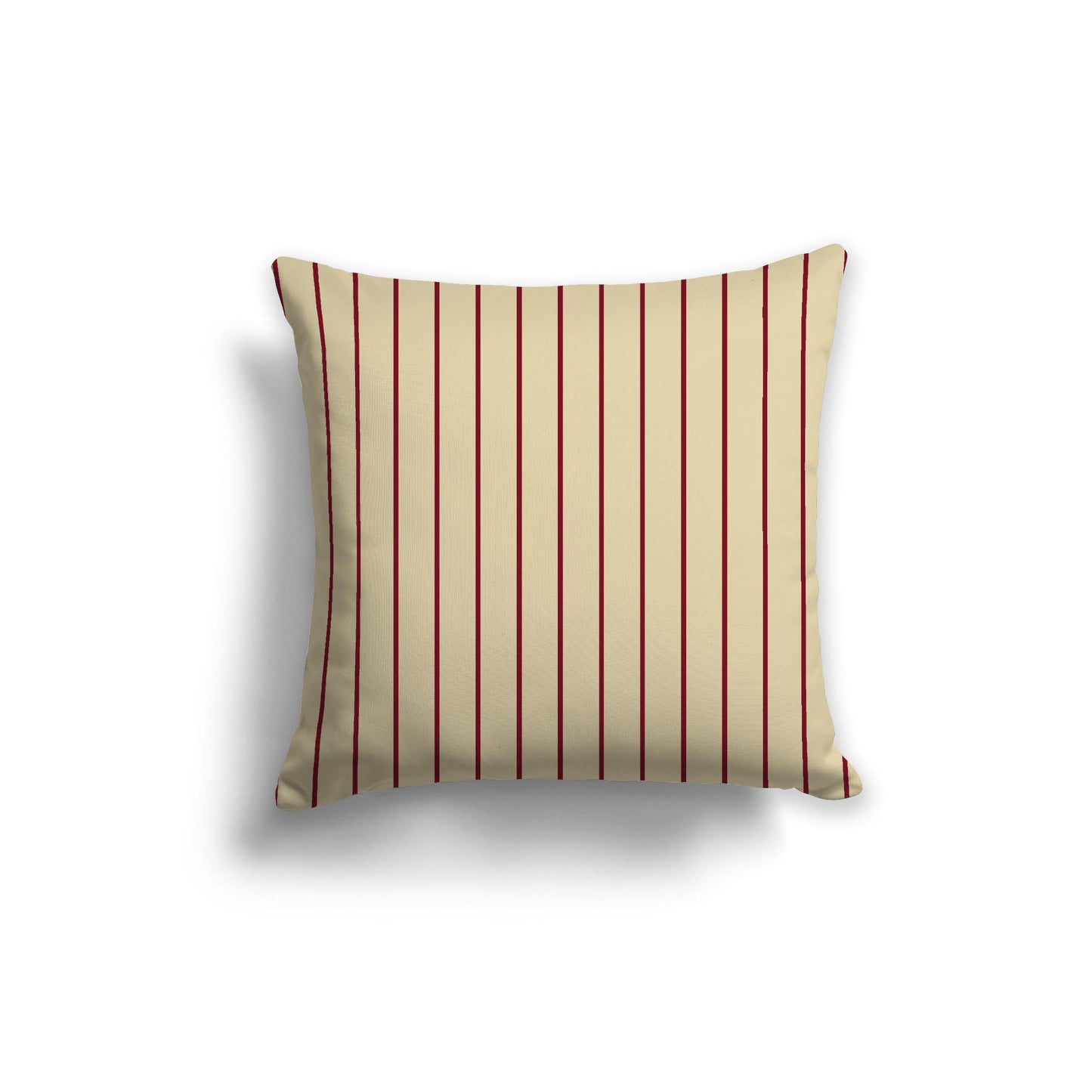 Desert Sand Spun Polyester Throw Pillow with Fine Burgundy Red Stripes on Front 20 x 20 inches / 51 x 51 cm