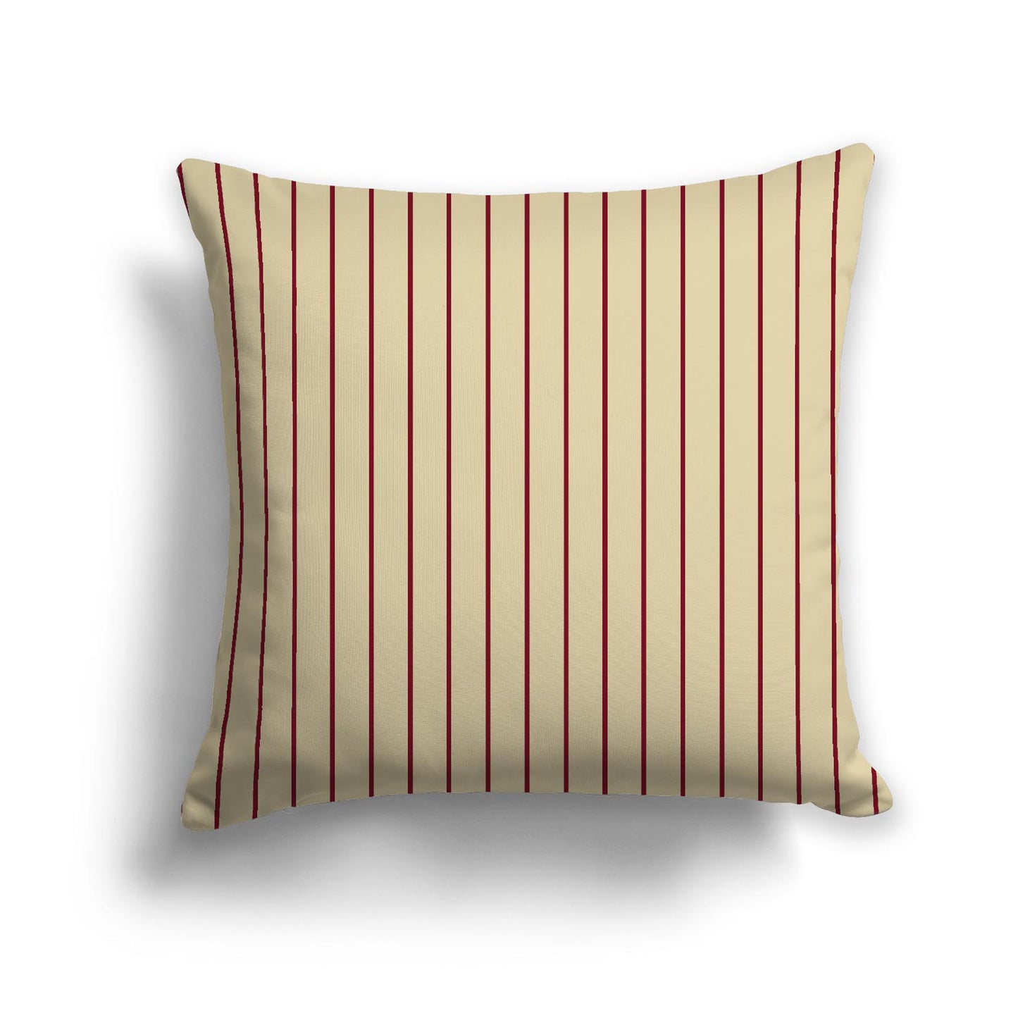 Tan Spun Polyester Throw Pillow with Fine Burgundy Red Stripes on Front | 26 x 26 inches