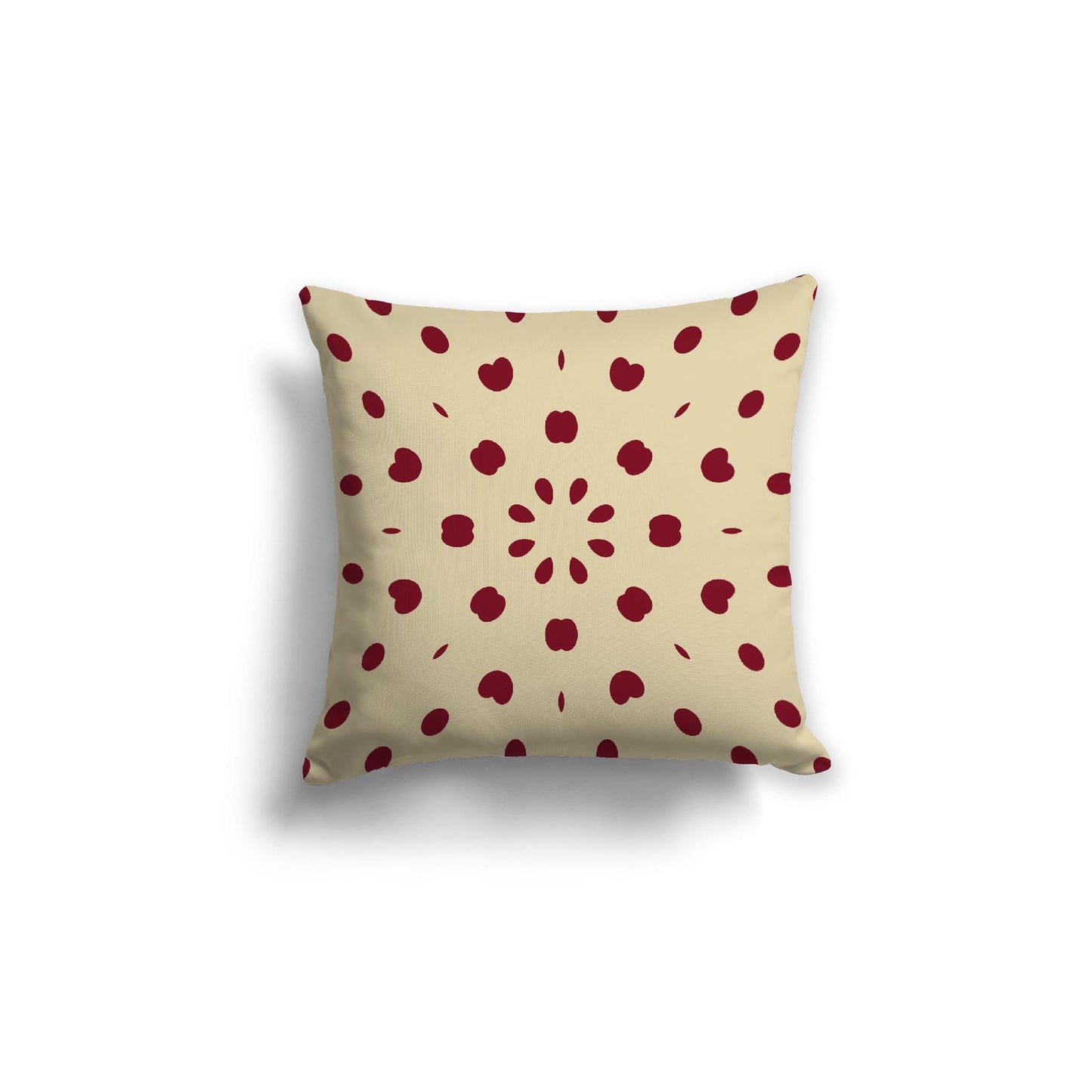 Desert Sand Spun Polyester Throw Pillow with Burgundy Red Burst Pattern on Front 18 x 18 inches / 46 x 46 cm