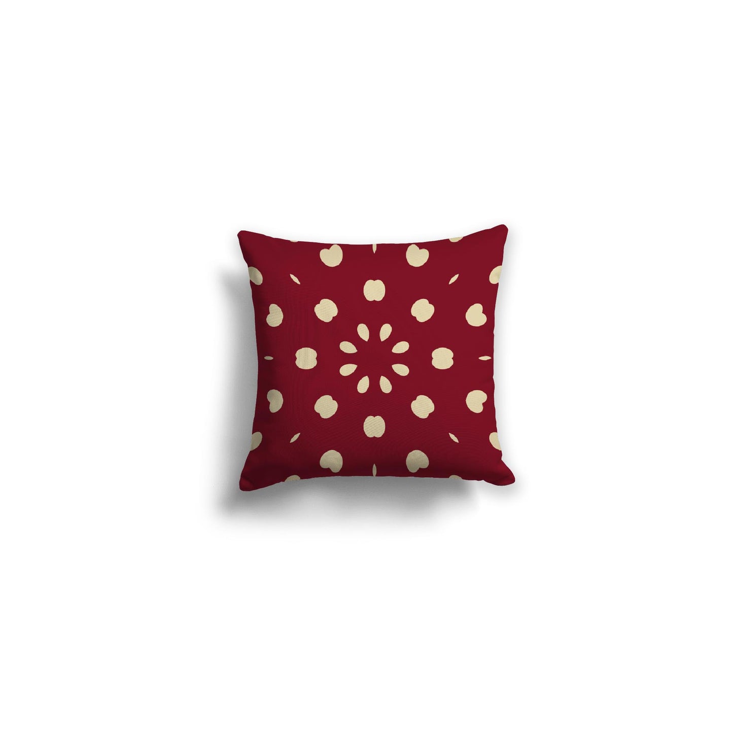 Burgundy Red Spun Polyester Throw Pillow with Desert Sand Burst Pattern on Front 14 x 14 inches / 36 x 36 cm