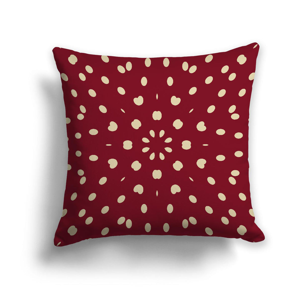 Burgundy Red Spun Polyester Throw Pillow with Tan Burst Pattern on Front | 26 x 26 inches