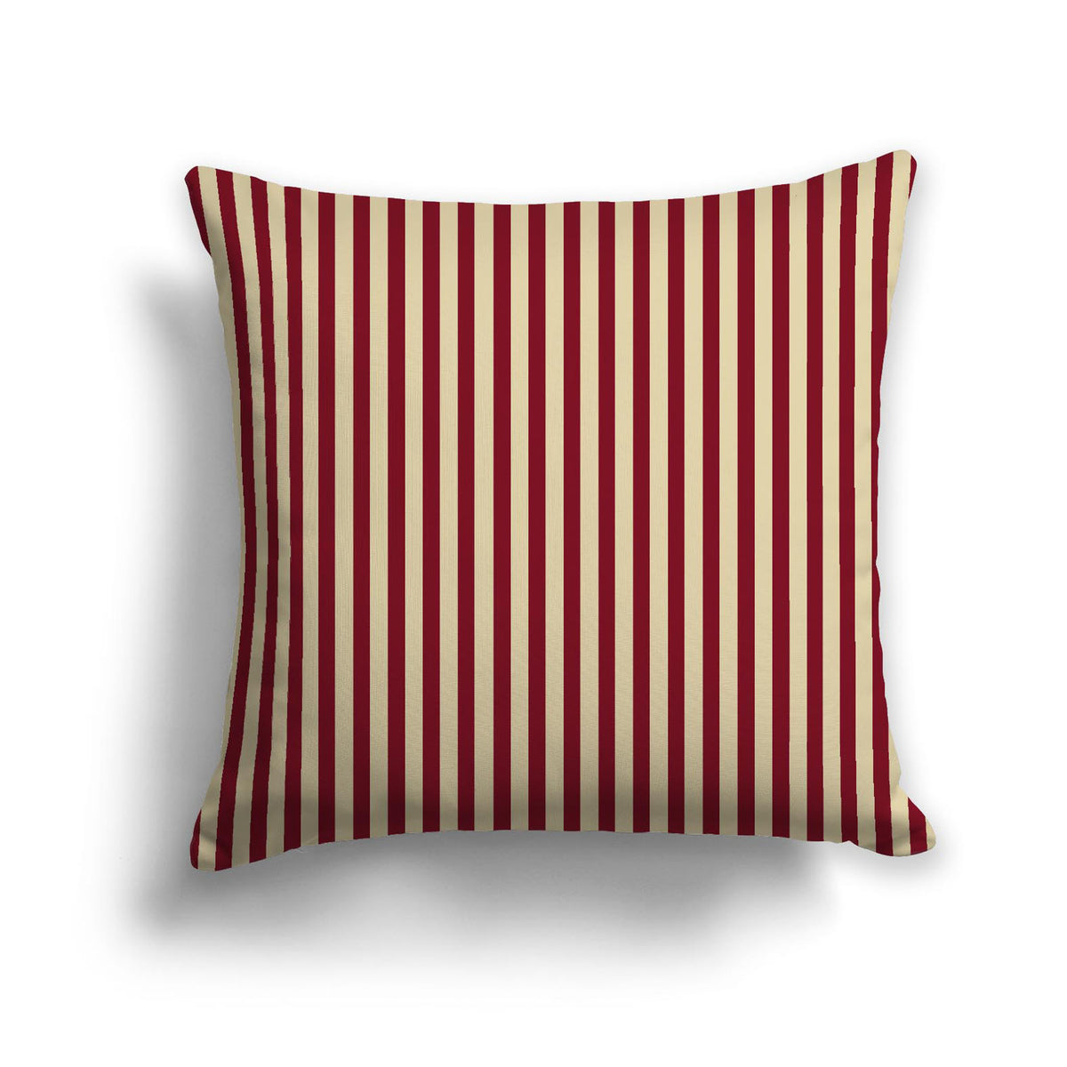 Tan Spun Polyester Throw Pillow with Thin Burgundy Red Bars on Front | 26 x 26 inches
