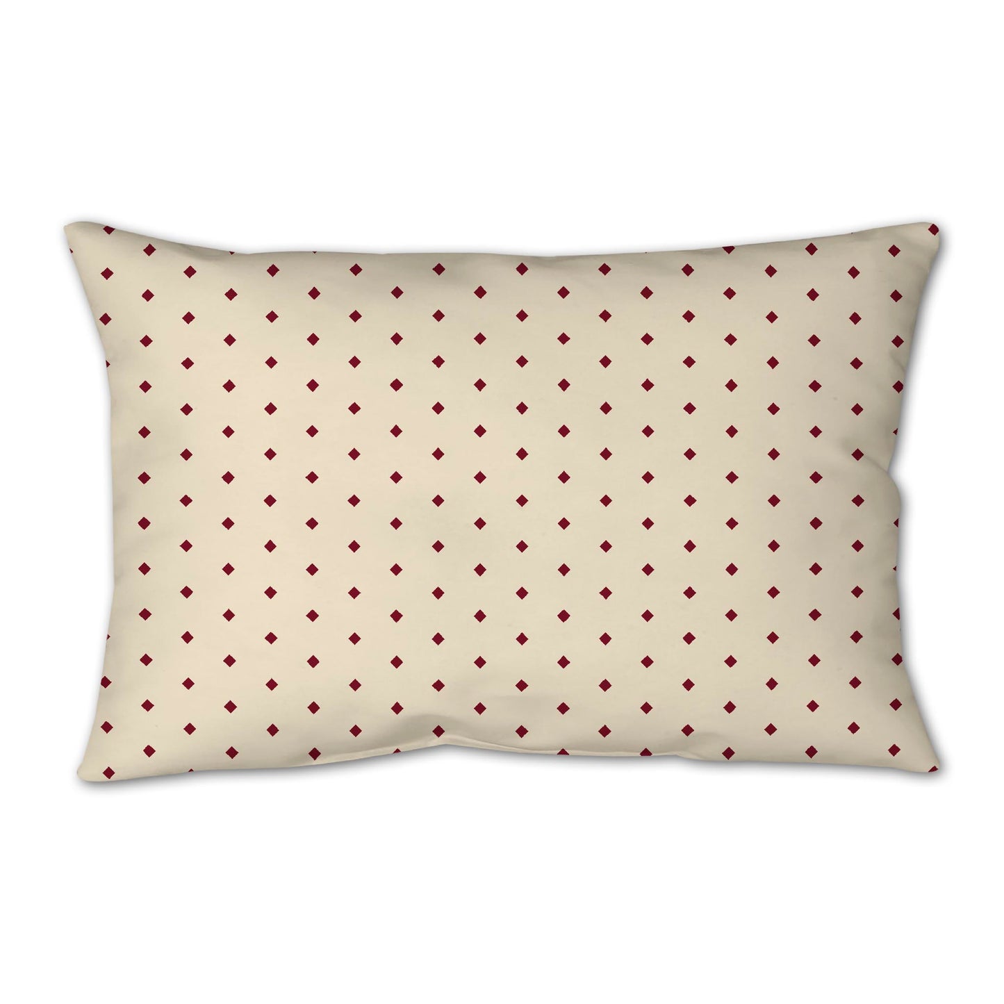 Beige Spun Polyester Throw Pillow with Fine Burgundy Red Diamonds on Front 25 x 18 inches / 63.5 x 66 cm