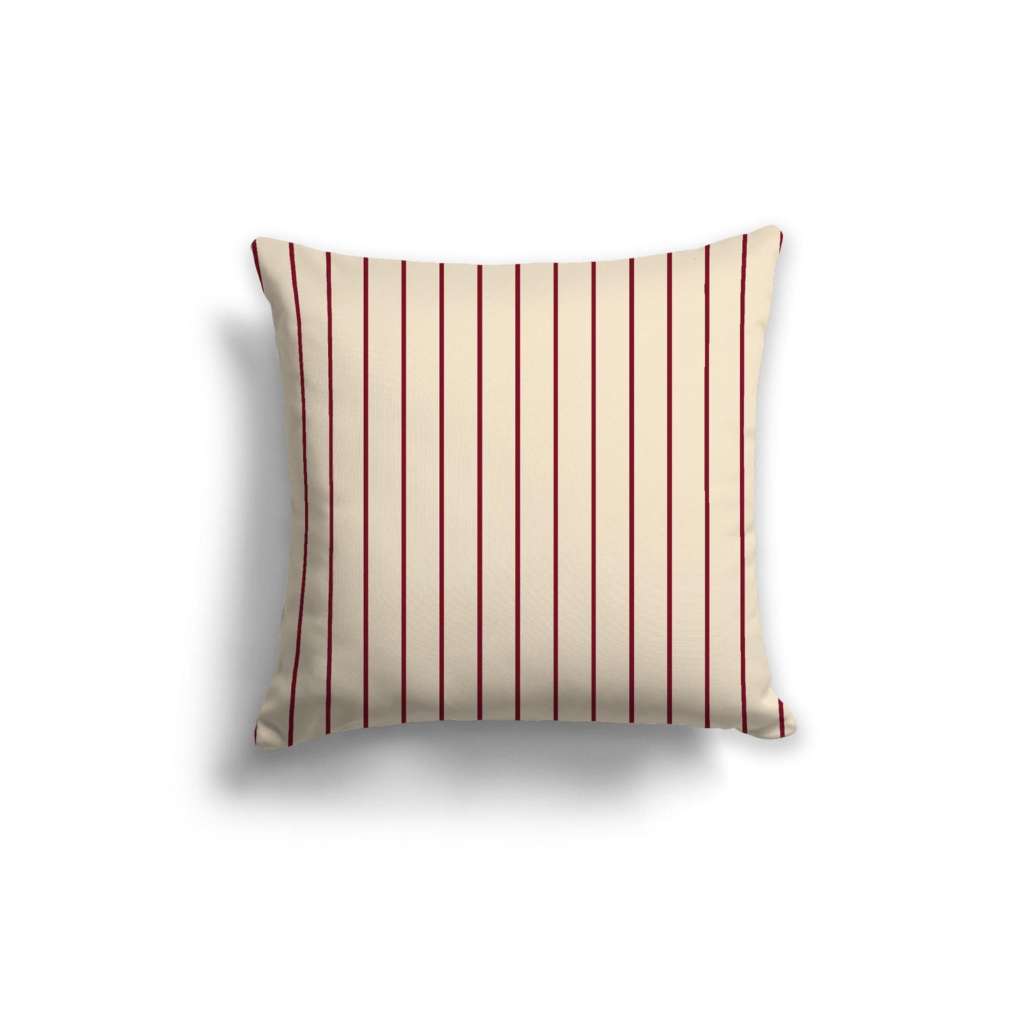 Beige Spun Polyester Throw Pillow with Fine Burgundy Red Stripes on Front 20 x 20 inches / 51 x 51 cm