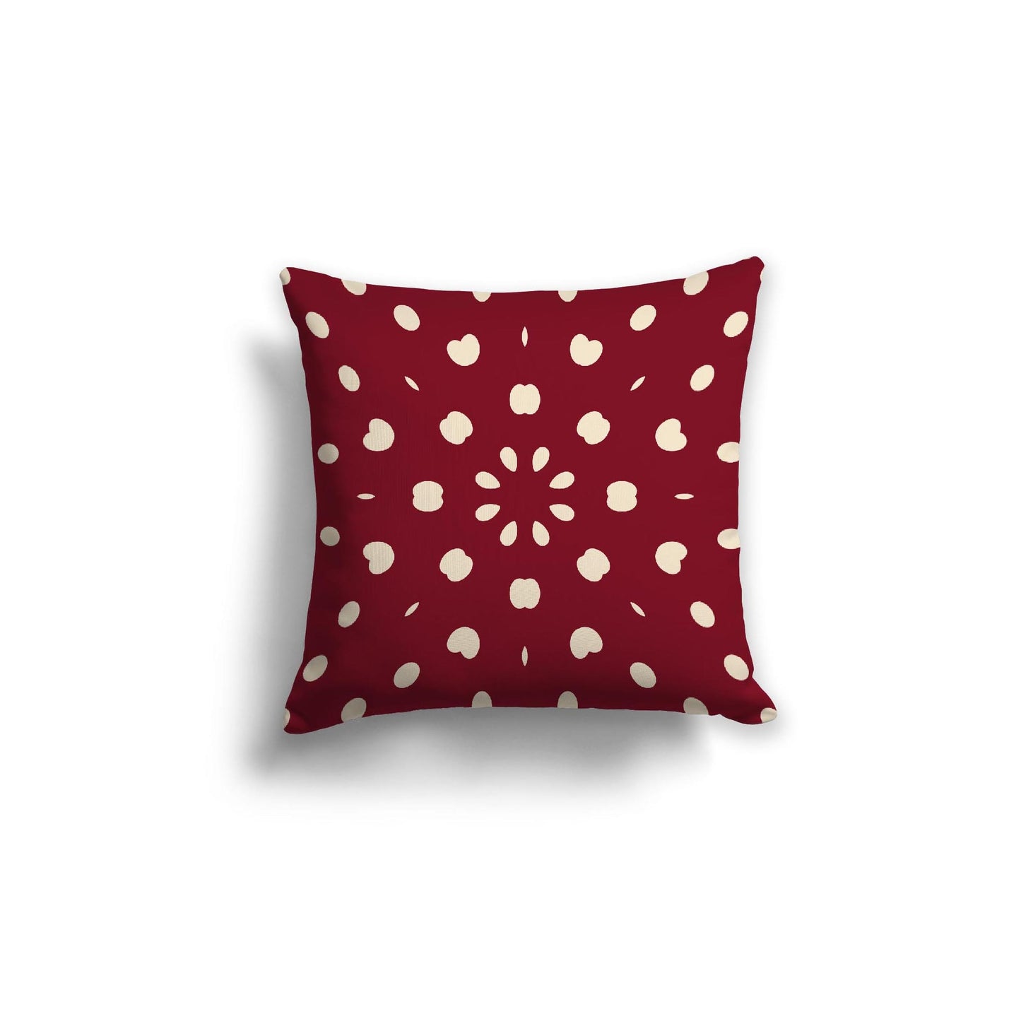 Burgundy Red Spun Polyester Throw Pillow with Beige Burst Pattern on Front 18 x 18 inches / 46 x 46 cm