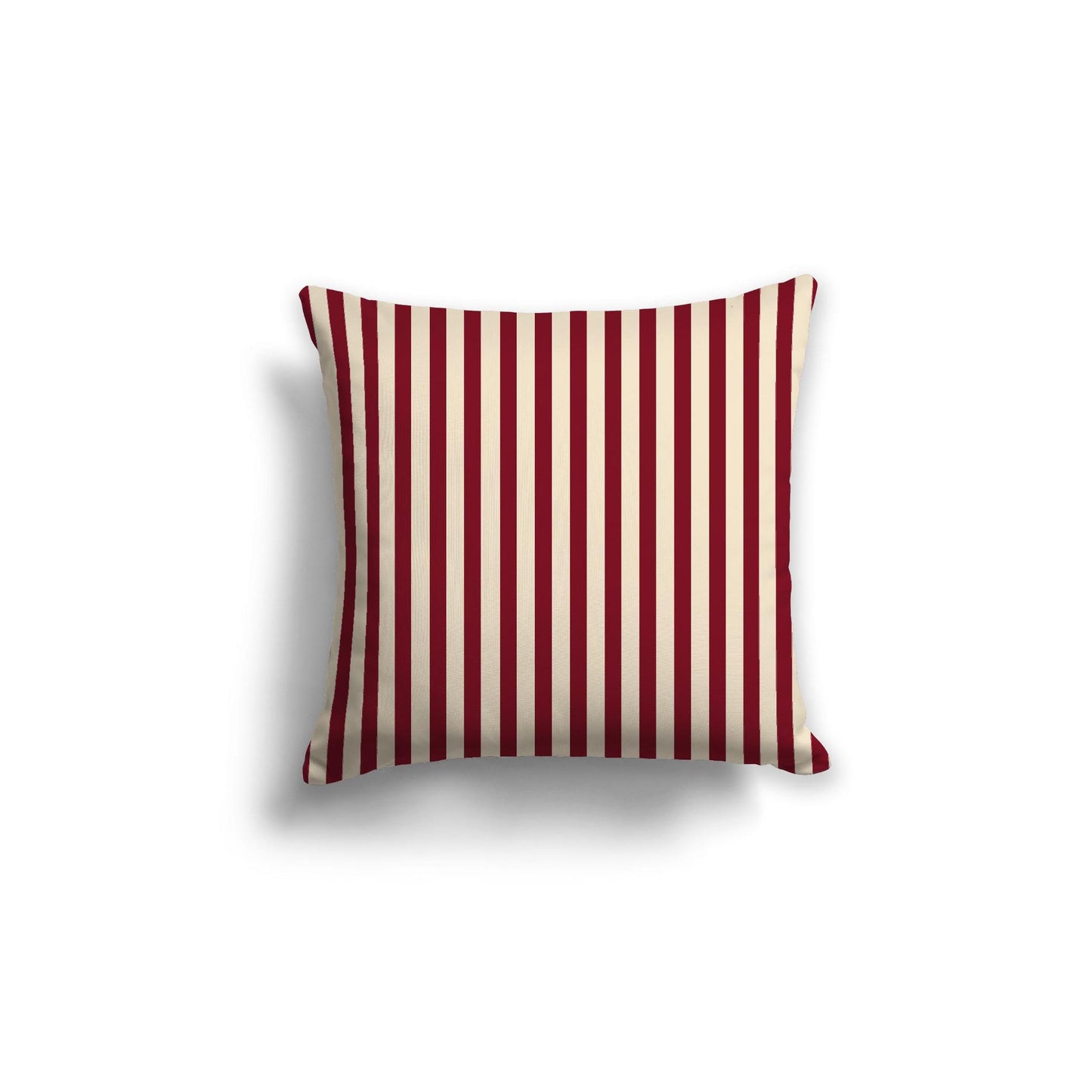 Beige Spun Polyester Throw Pillow with Thin Burgundy Red Bars on Front 18 x 18 inches / 46 x 46 cm