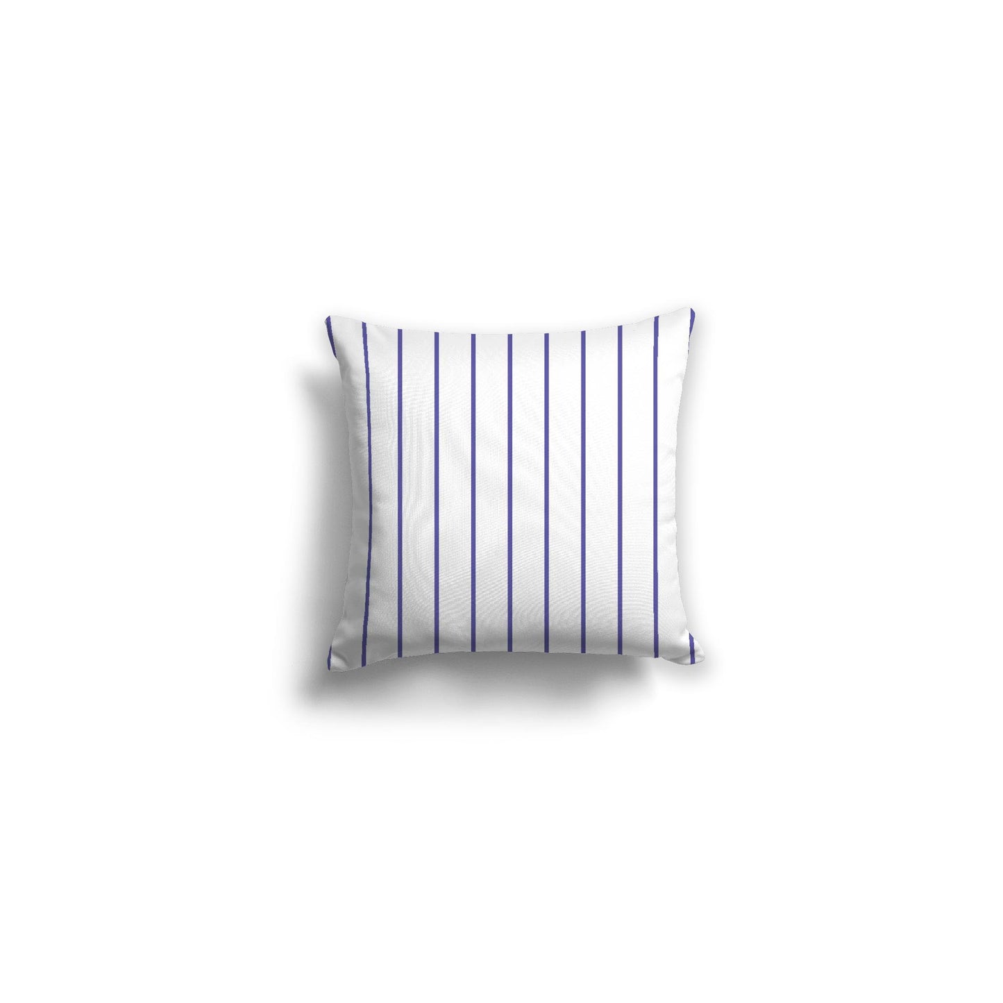 White Spun Polyester Throw Pillow with Fine Purple Stripes on Front 14 x 14 inches / 36 x 36 cm