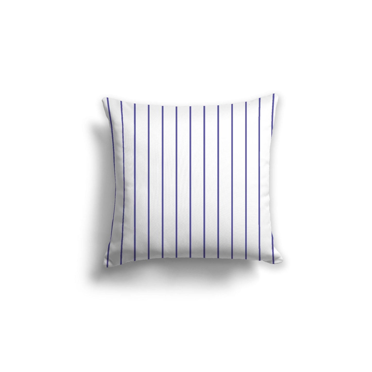 White Spun Polyester Throw Pillow with Fine Purple Stripes on Front 18 x 18 inches / 46 x 46 cm