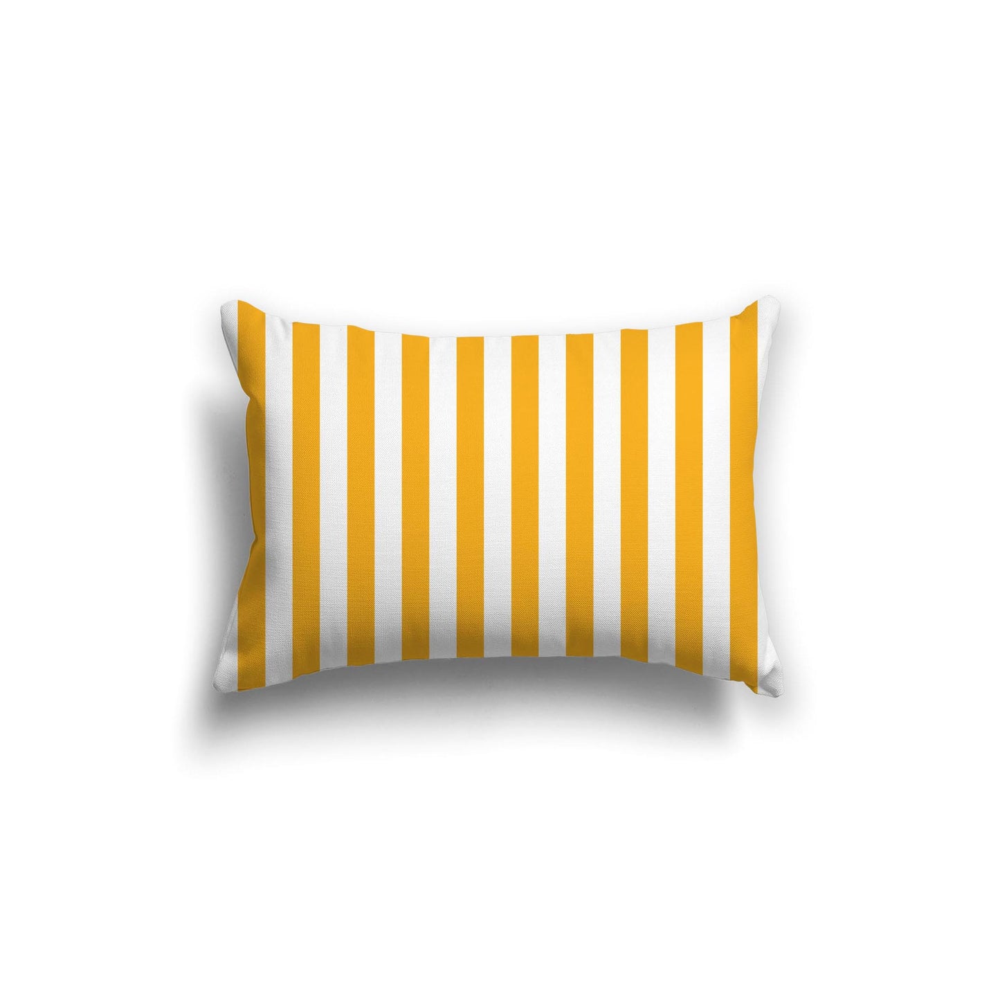 White Spun Polyester Throw Pillow with Yellow-Orange Bars on Front, USCU-1390-051