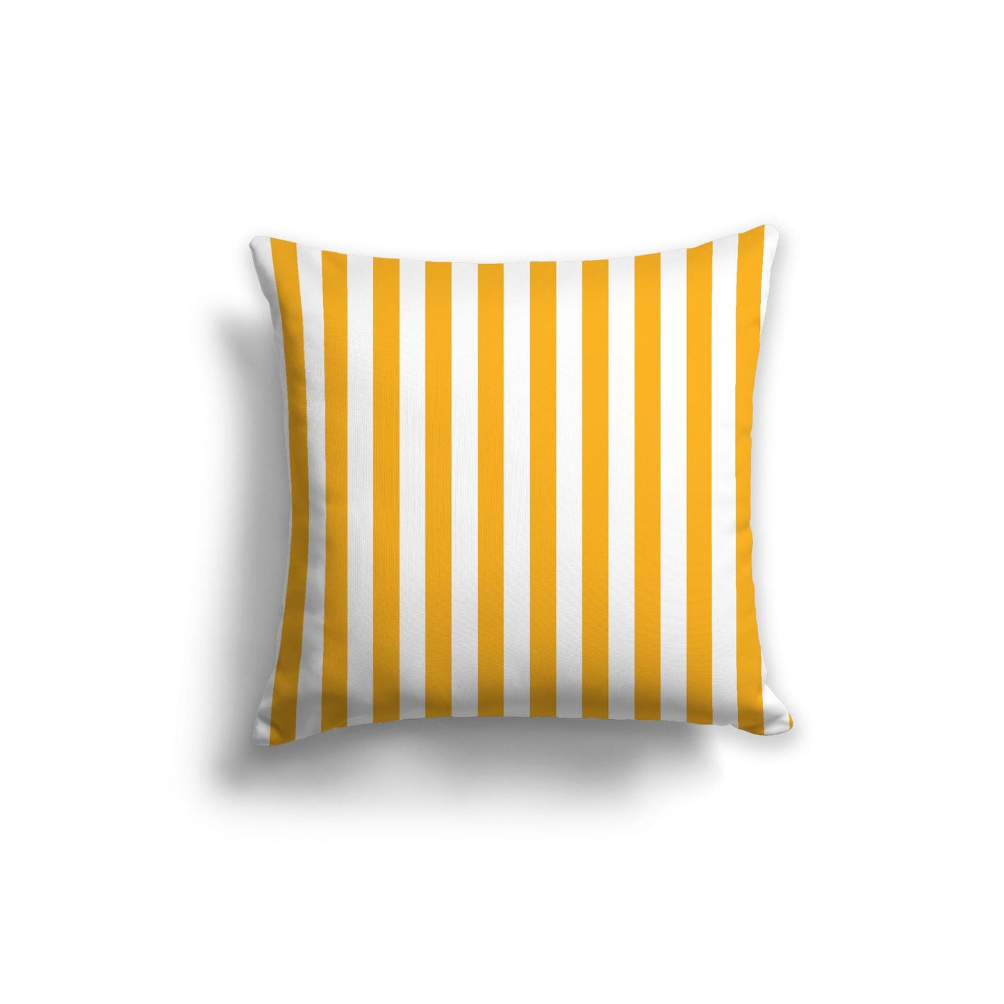 White Spun Polyester Throw Pillow with Yellow-Orange Bars on Front, USCU-1390-051