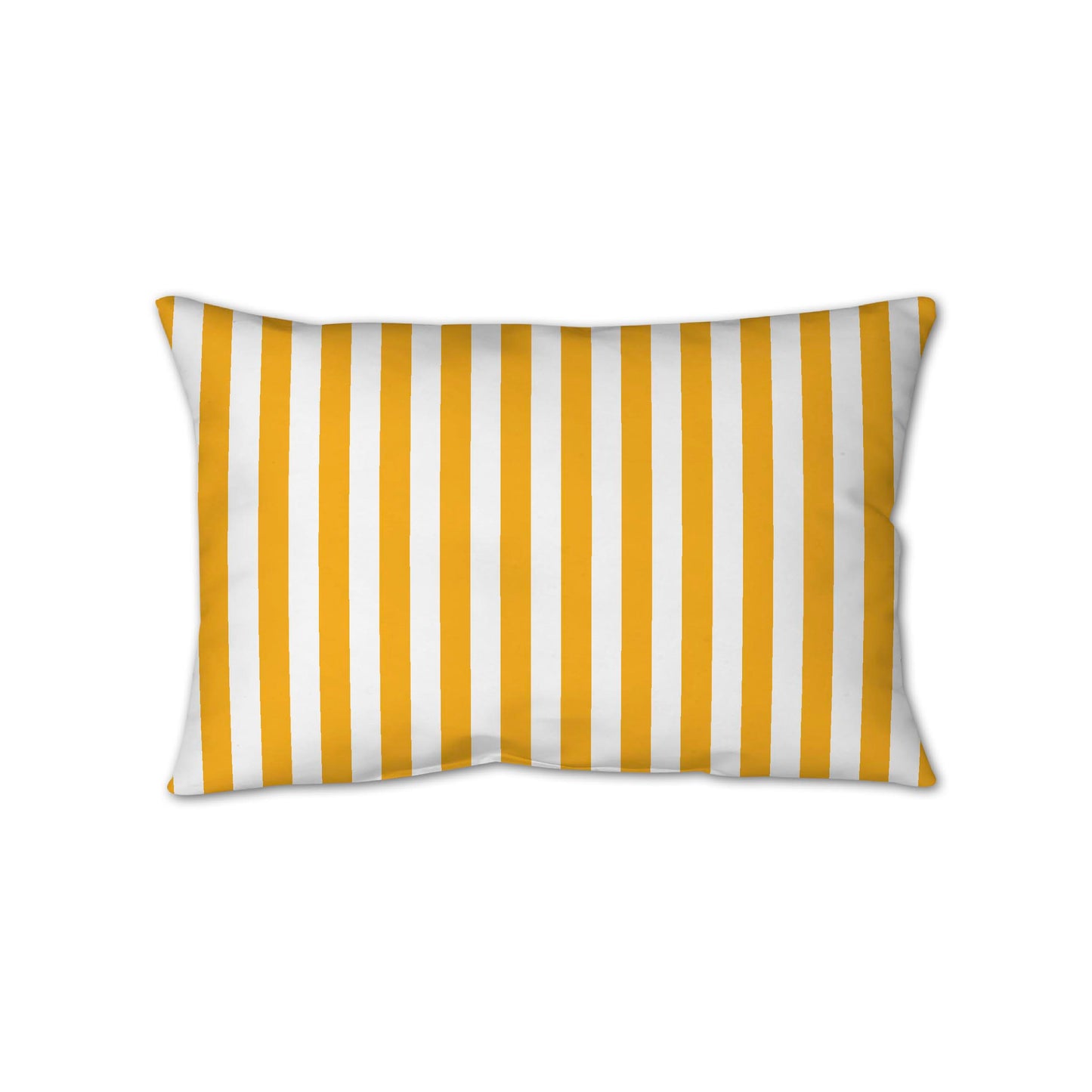White Spun Polyester Throw Pillow with Yellow-Orange Bars on Front, USCU-1390-051