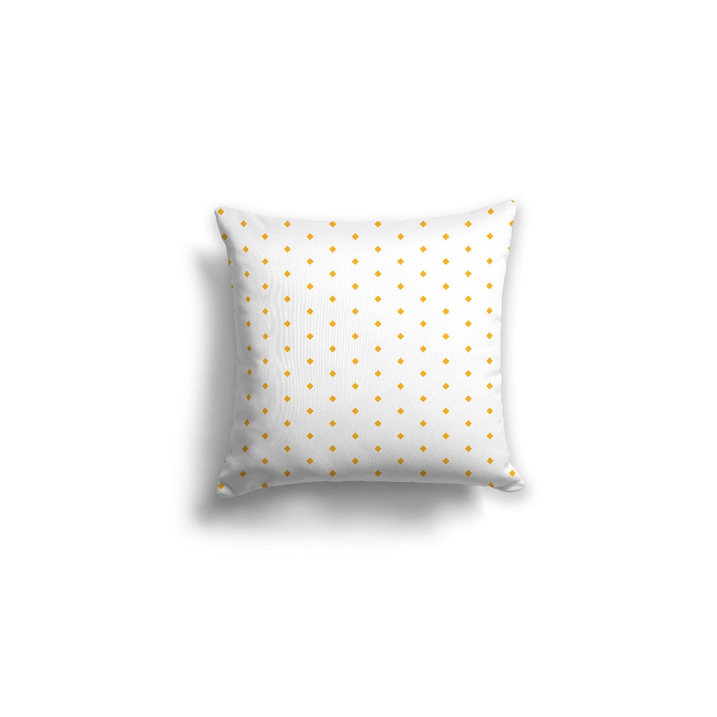 White Spun Polyester Throw Pillow with Fine Yellow-Orange Diamonds on Front, USCU-1390-111