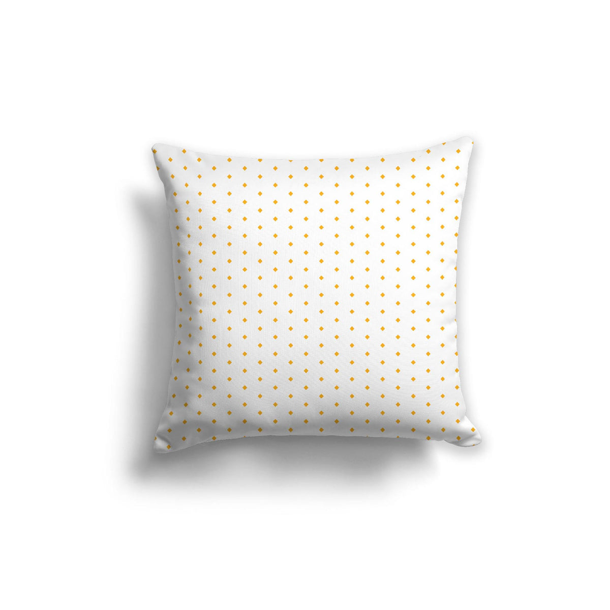 White Spun Polyester Throw Pillow with Fine Orange-Yellow Diamonds on Front | 26 x 26 inches