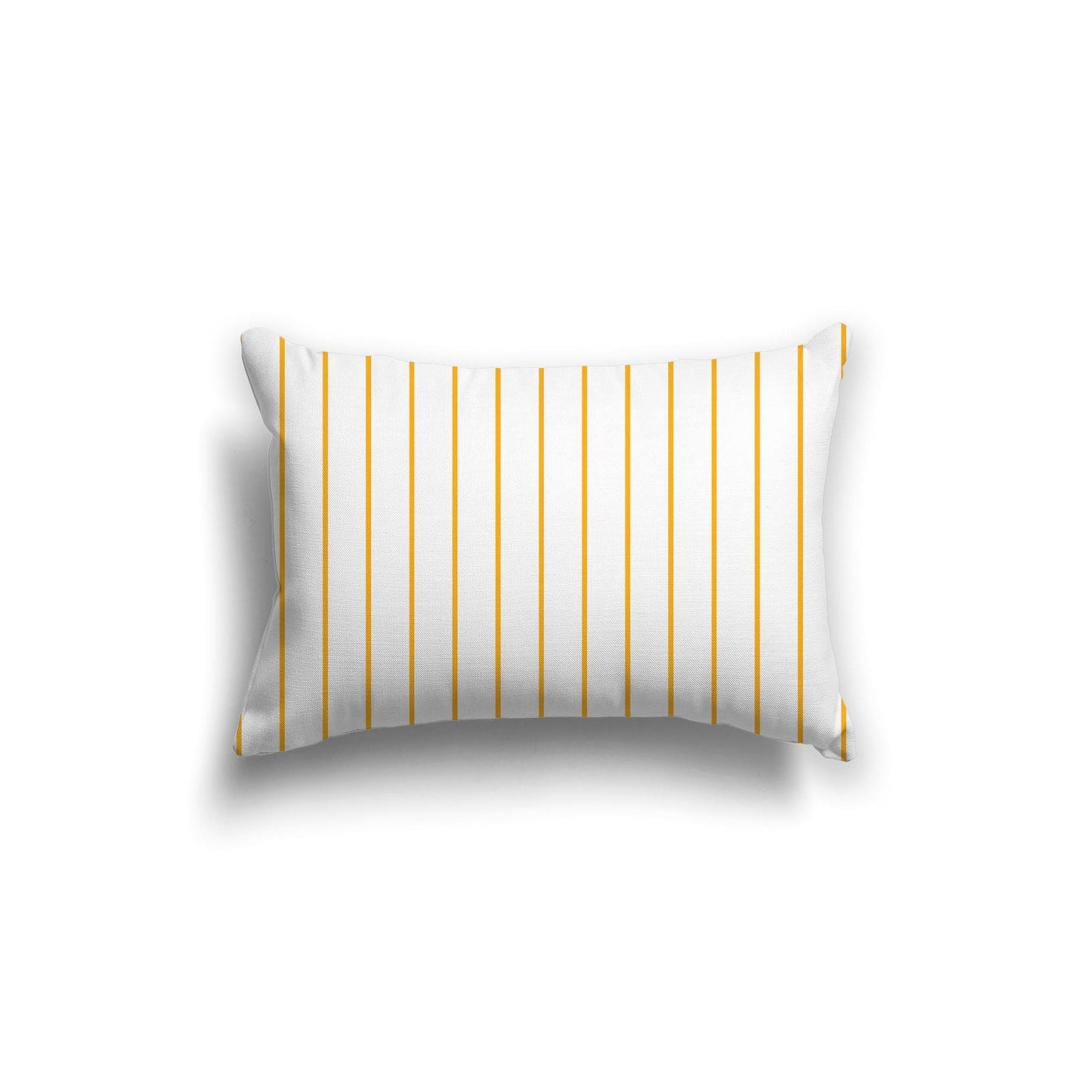 White Spun Polyester Throw Pillow with Fine Yellow-Orange Stripes on Front, USCU-1390-151