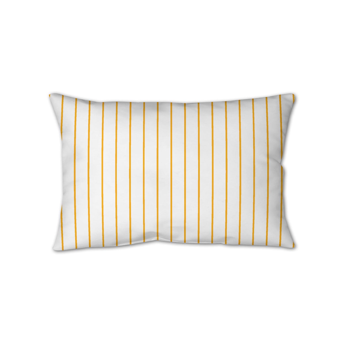 White Spun Polyester Throw Pillow with Fine Yellow-Orange Stripes on Front, USCU-1390-151