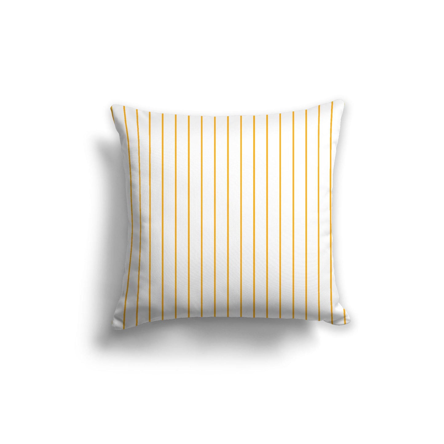 White Spun Polyester Throw Pillow with Fine Orange-Yellow Stripes on Front | 26 x 26 inches