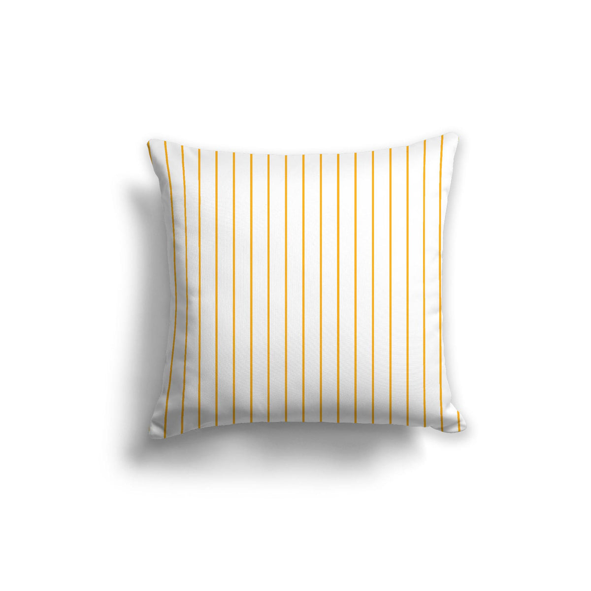 White Spun Polyester Throw Pillow with Fine Yellow-Orange Stripes on Front | 26 x 26 inches