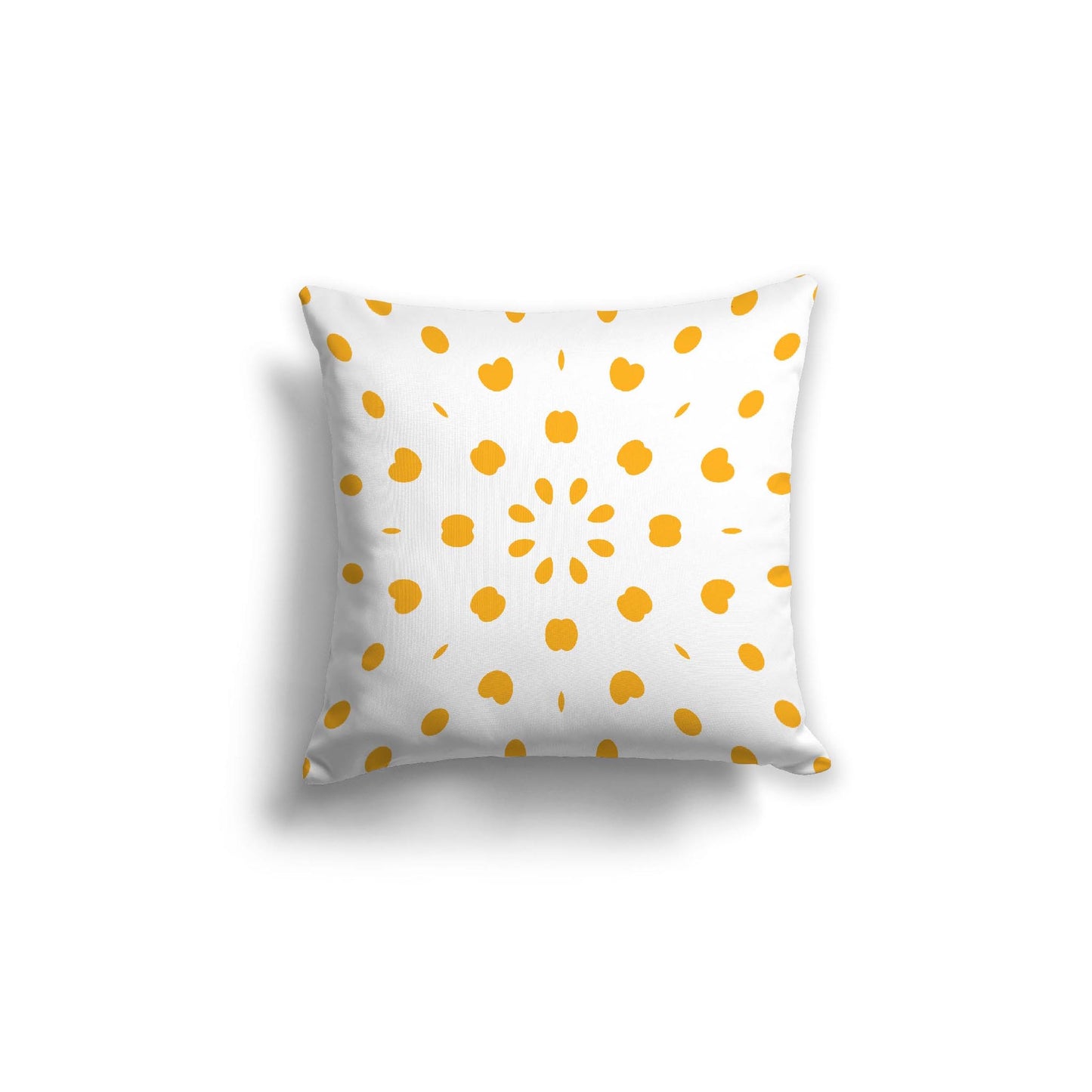 White Spun Polyester Throw Pillow with Orange-Yellow Burst Pattern on Front 18 x 18 inches / 46 x 46 cm