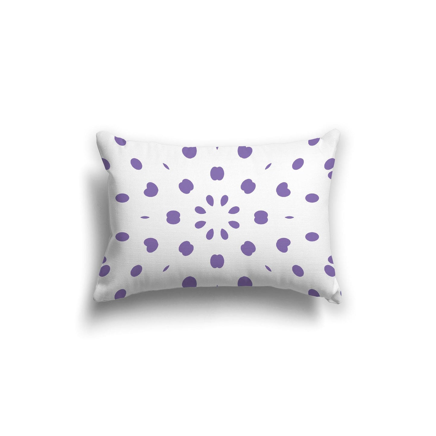 White Spun Polyester Throw Pillow with Mauve Burst Pattern on Front 20 x 14 inches / 51 x 36 cm