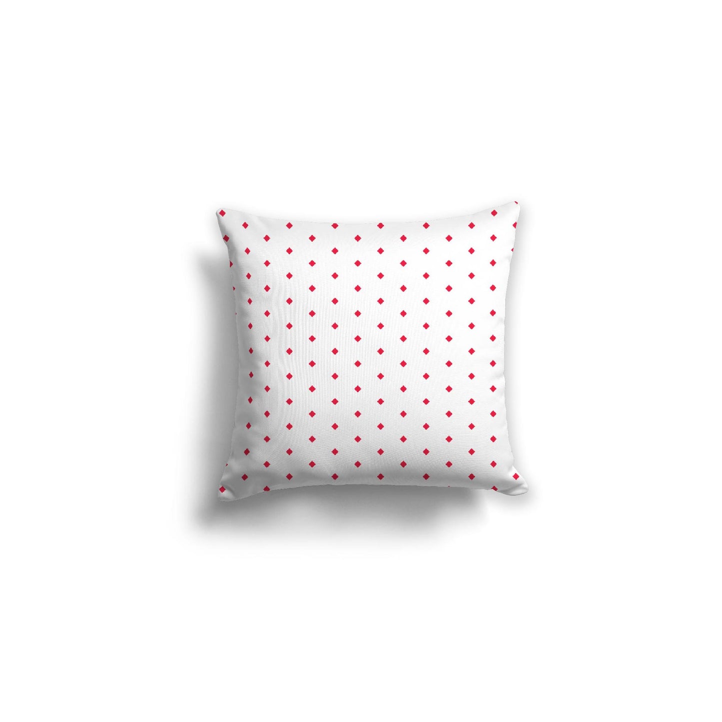 White Spun Polyester Throw Pillow with Fine Red Diamonds on Front 16 x 16 inches / 41 x 41 cm