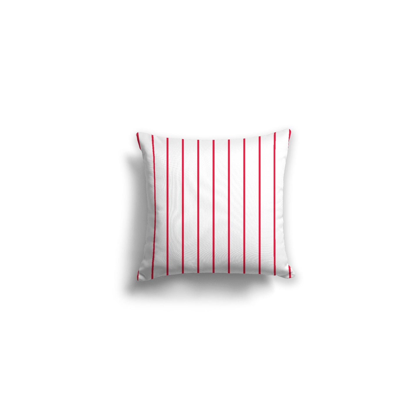 White Spun Polyester Throw Pillow with Fine Red Stripes on Front 14 x 14 inches / 36 x 36 cm