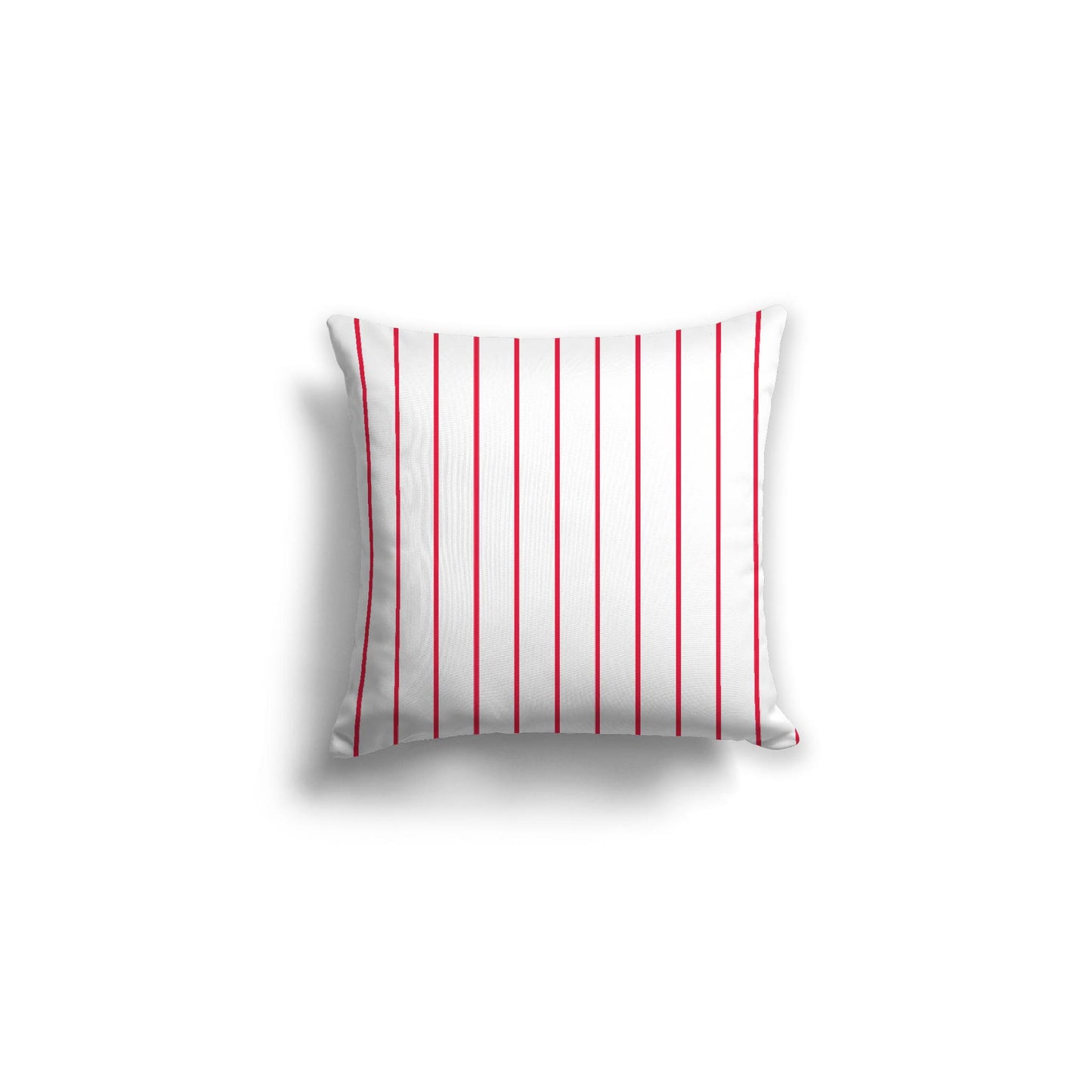White Spun Polyester Throw Pillow with Fine Red Stripes on Front 16 x 16 inches / 41 x 41 cm