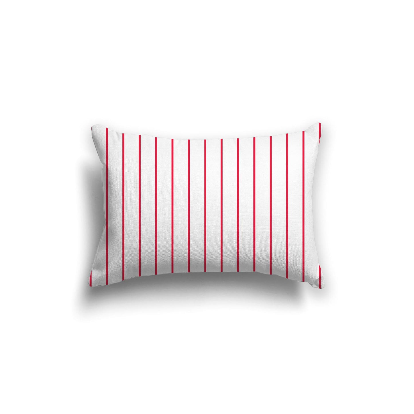 White Spun Polyester Throw Pillow with Fine Red Stripes on Front 20 x 14 inches / 51 x 36 cm