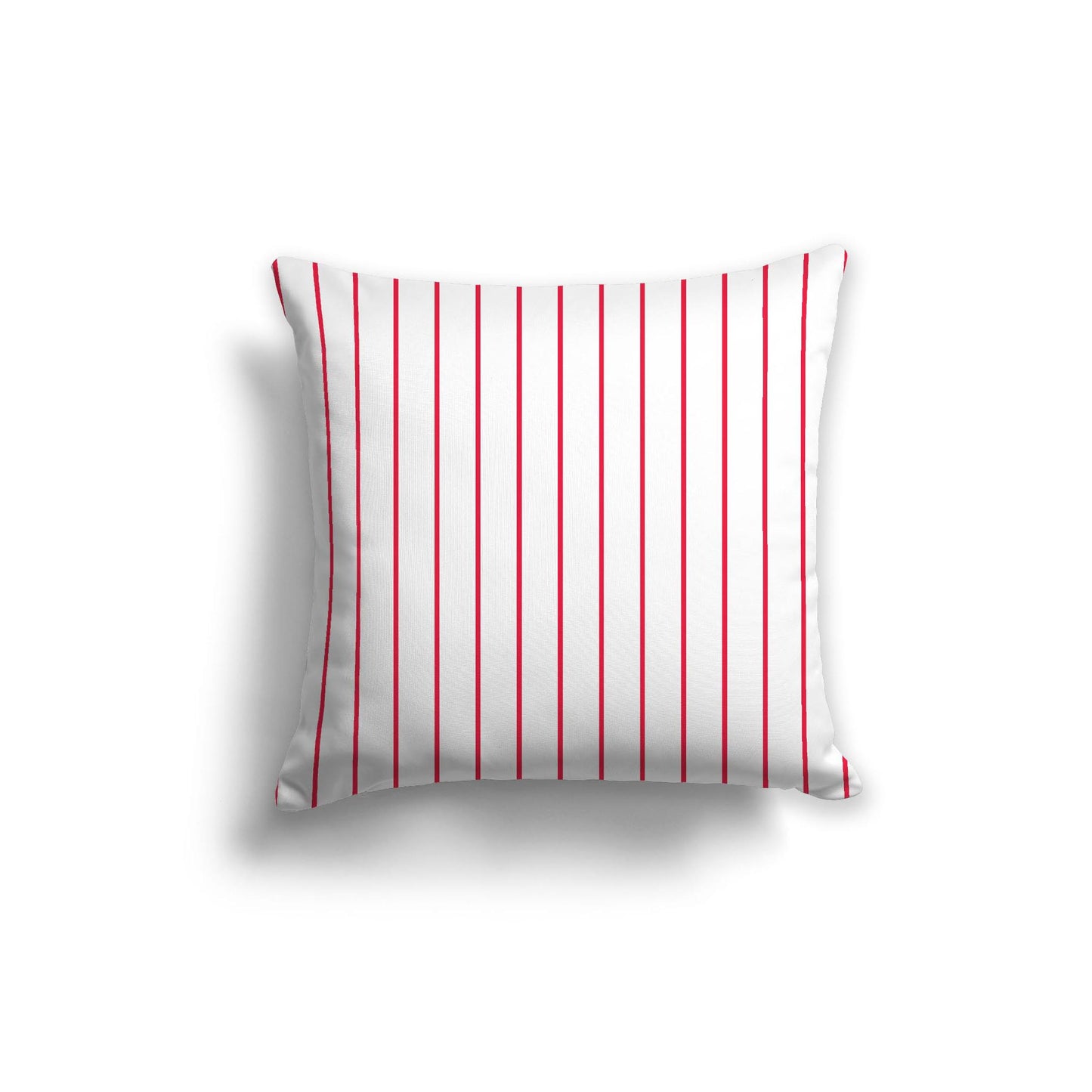 White Spun Polyester Throw Pillow with Fine Red Stripes on Front 20 x 20 inches / 51 x 51 cm