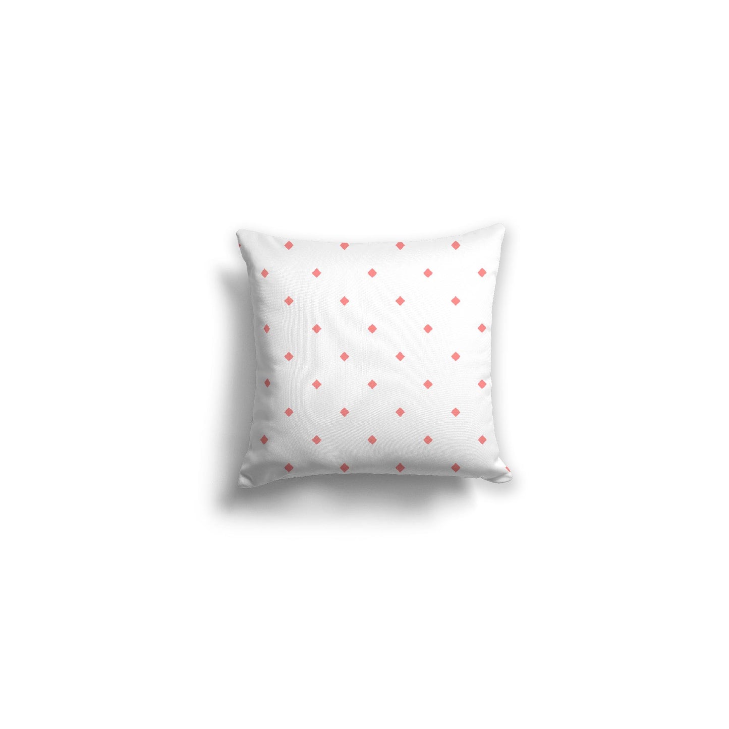White Spun Polyester Throw Pillow with Pink Diamonds on Front 14 x 14 inches / 36 x 36 cm