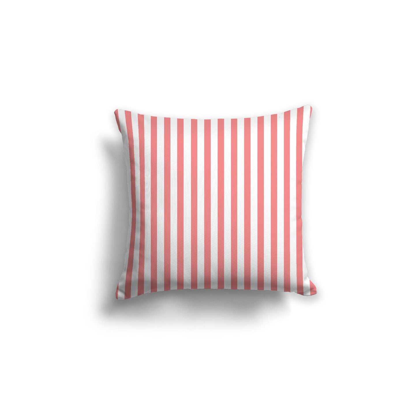 White Spun Polyester Throw Pillow with Thin Pink Bars on Front 18 x 18 inches / 46 x 46 cm