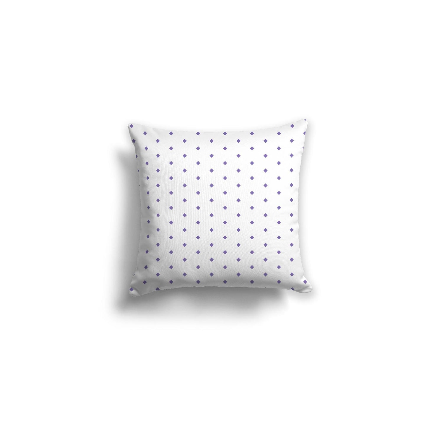 White Spun Polyester Throw Pillow with Fine Purple Diamonds on Front 16 x 16 inches / 41 x 41 cm