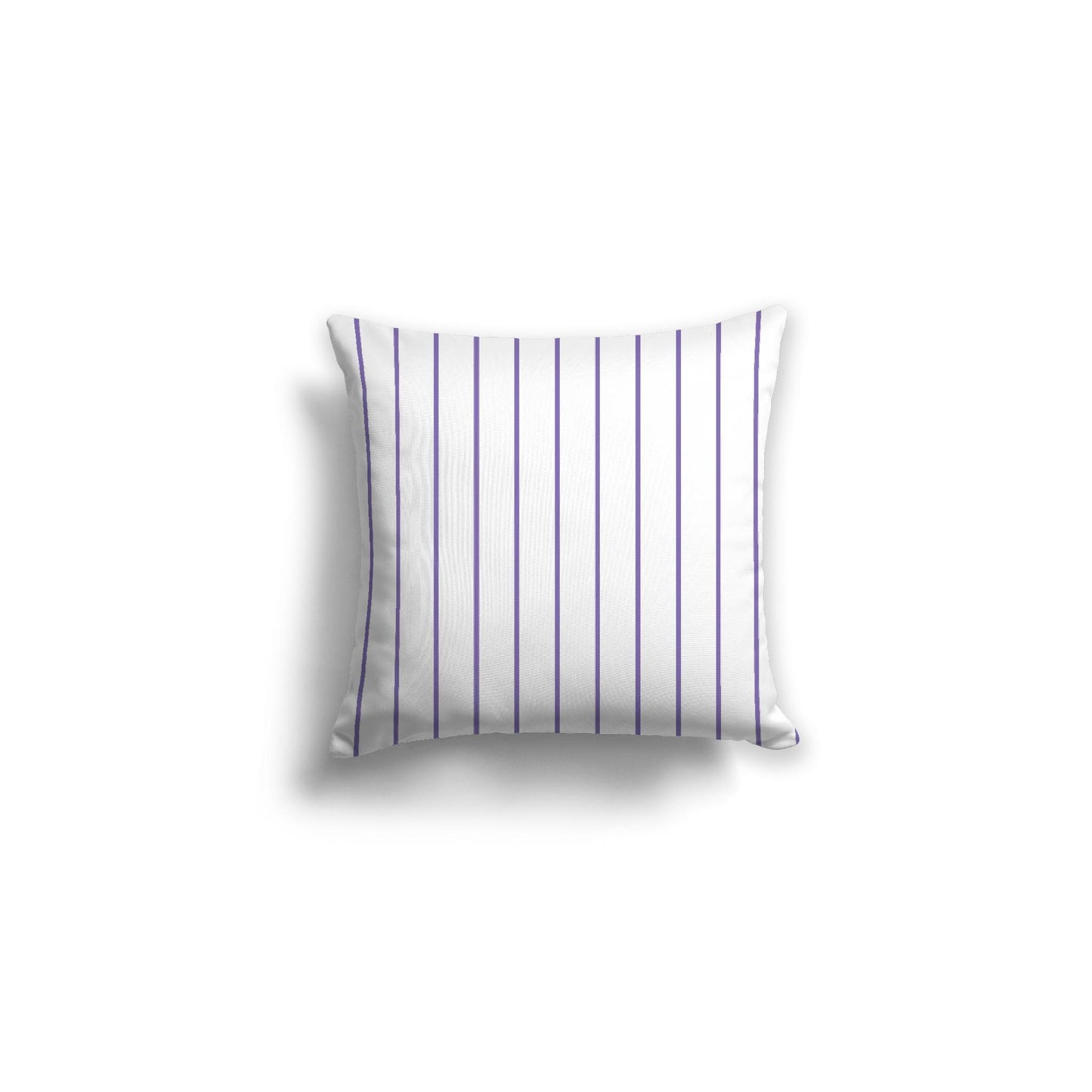 White Spun Polyester Throw Pillow with Fine Purple Stripes on Front 16 x 16 inches / 41 x 41 cm