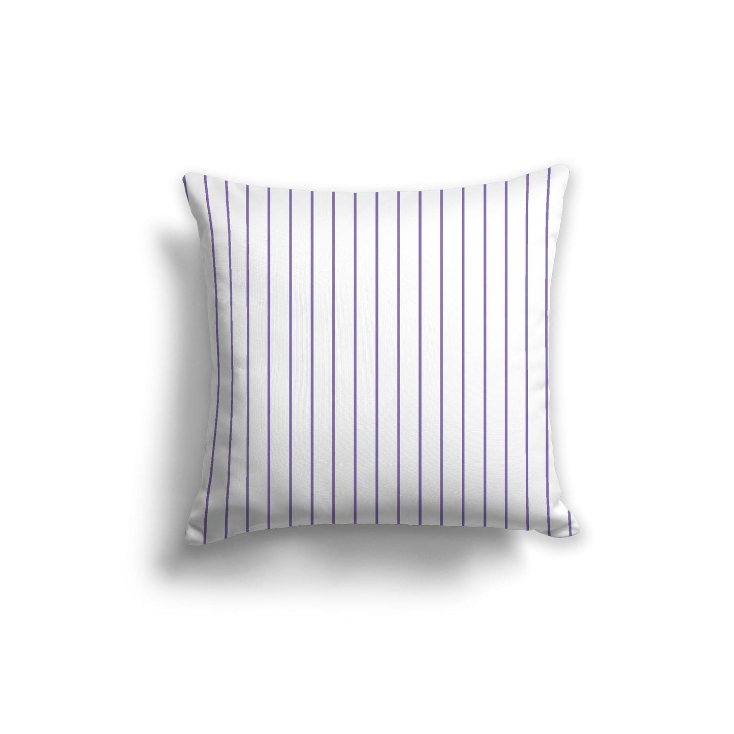 White Spun Polyester Throw Pillow with Fine Purple Stripes on Front | 26 x 26 inches