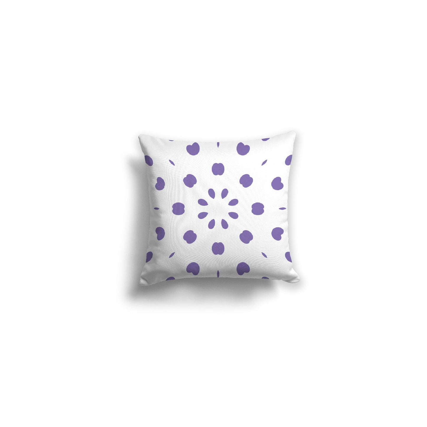 White Spun Polyester Throw Pillow with Purple Burst Pattern on Front 14 x 14 inches / 36 x 36 cm