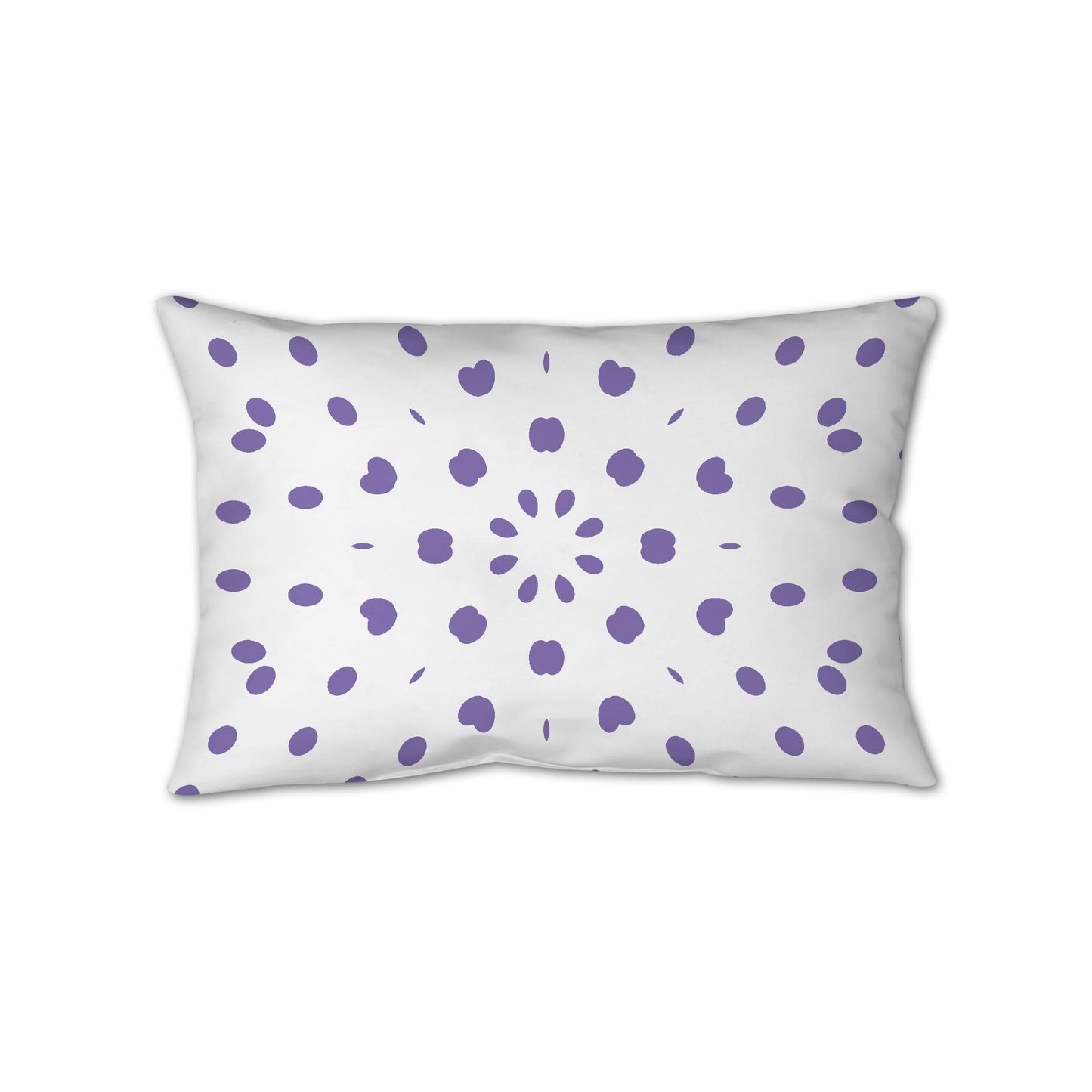 White Spun Polyester Throw Pillow with Purple Burst Pattern on Front 25 x 18 inches / 63.5 x 66 cm