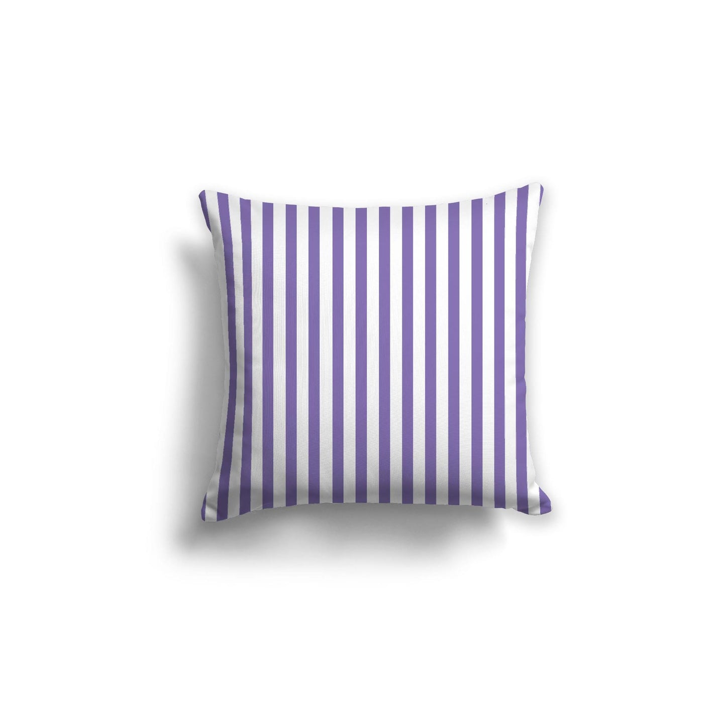 White Spun Polyester Throw Pillow with Thin Purple Bars on Front 18 x 18 inches / 46 x 46 cm