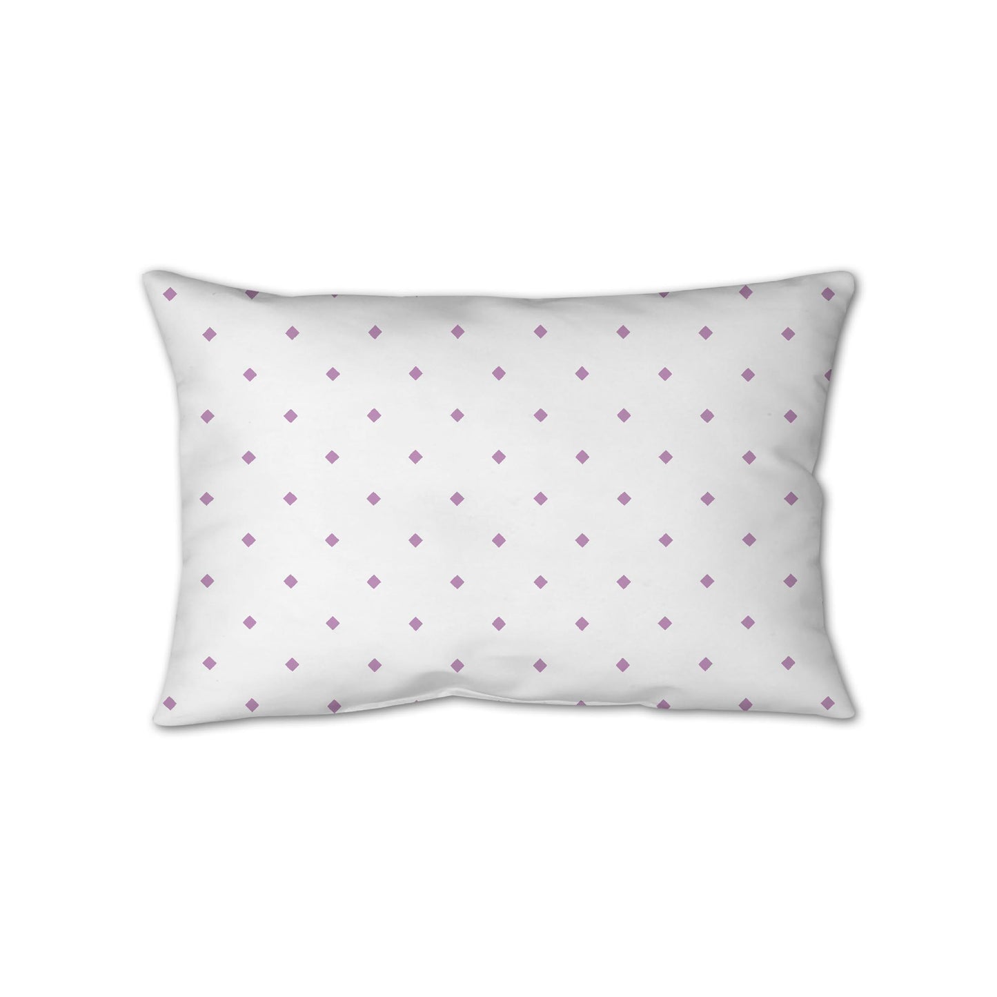 White Spun Polyester Throw Pillow with Mauve Diamonds on Front 25 x 18 inches / 63.5 x 66 cm