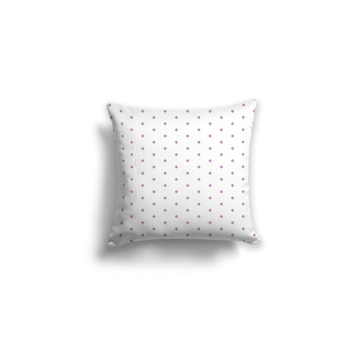 White Spun Polyester Throw Pillow with Fine Mauve Diamonds on Front 16 x 16 inches / 41 x 41 cm