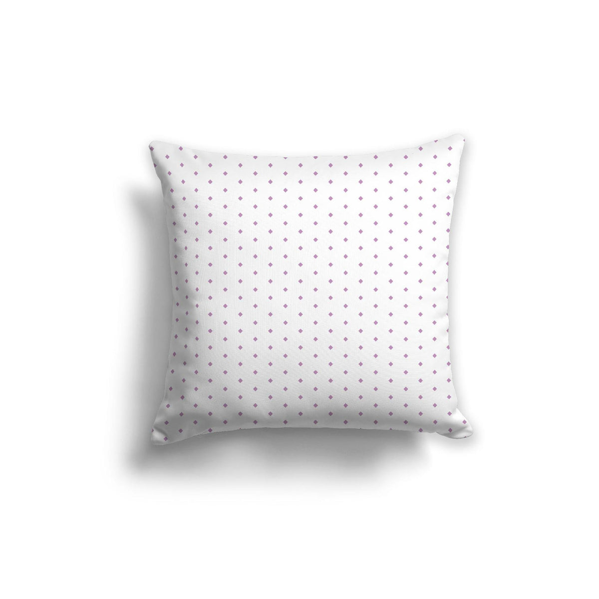 White Spun Polyester Throw Pillow with Fine Mauve Diamonds on Front | 26 x 26 inches