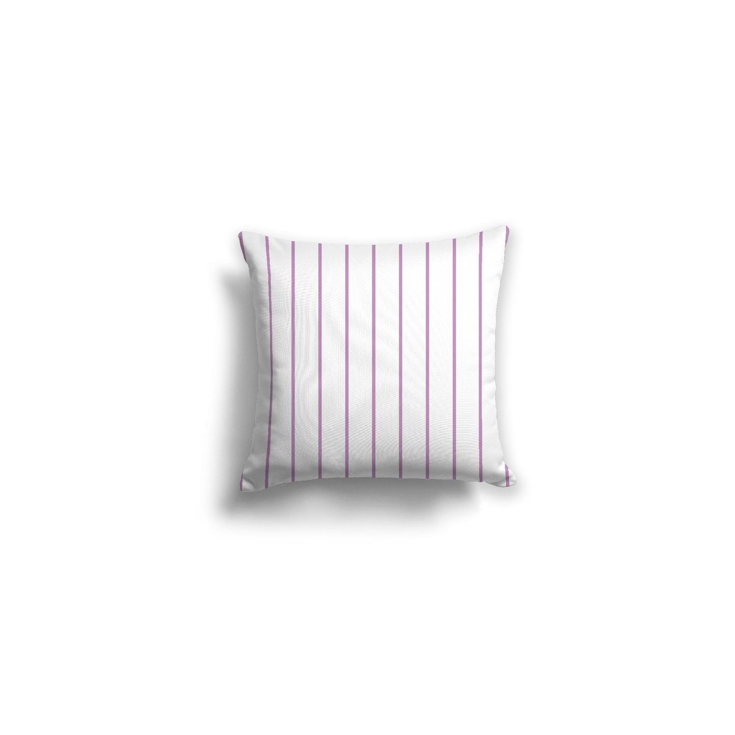 White Spun Polyester Throw Pillow with Fine Mauve Stripes on Front 14 x 14 inches / 36 x 36 cm