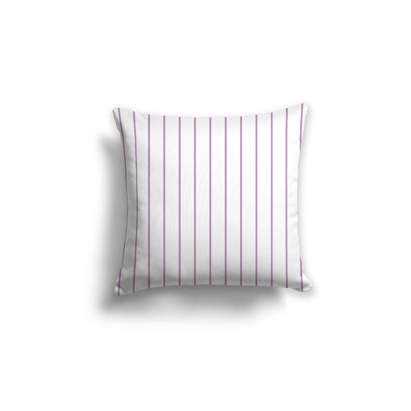White Spun Polyester Throw Pillow with Fine Mauve Stripes on Front 18 x 18 inches / 46 x 46 cm