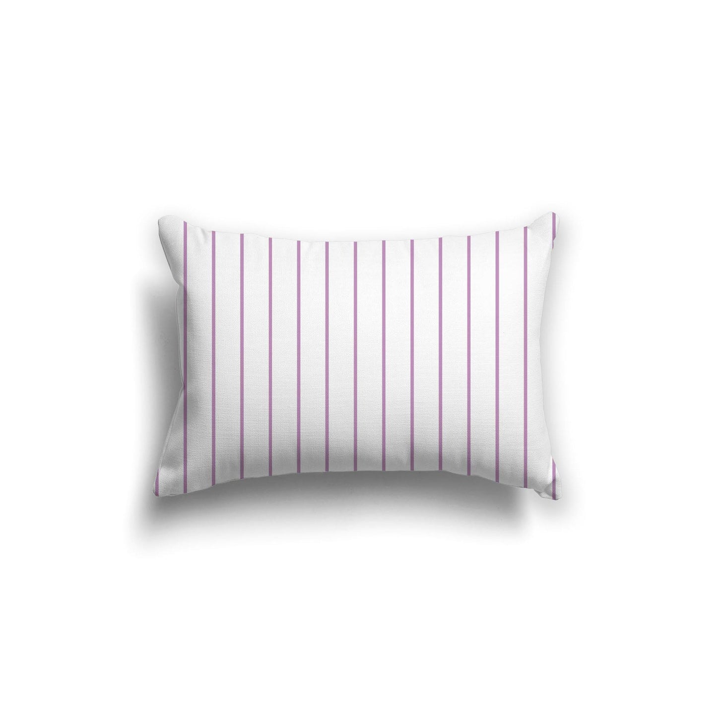 White Spun Polyester Throw Pillow with Fine Mauve Stripes on Front 20 x 14 inches / 51 x 36 cm