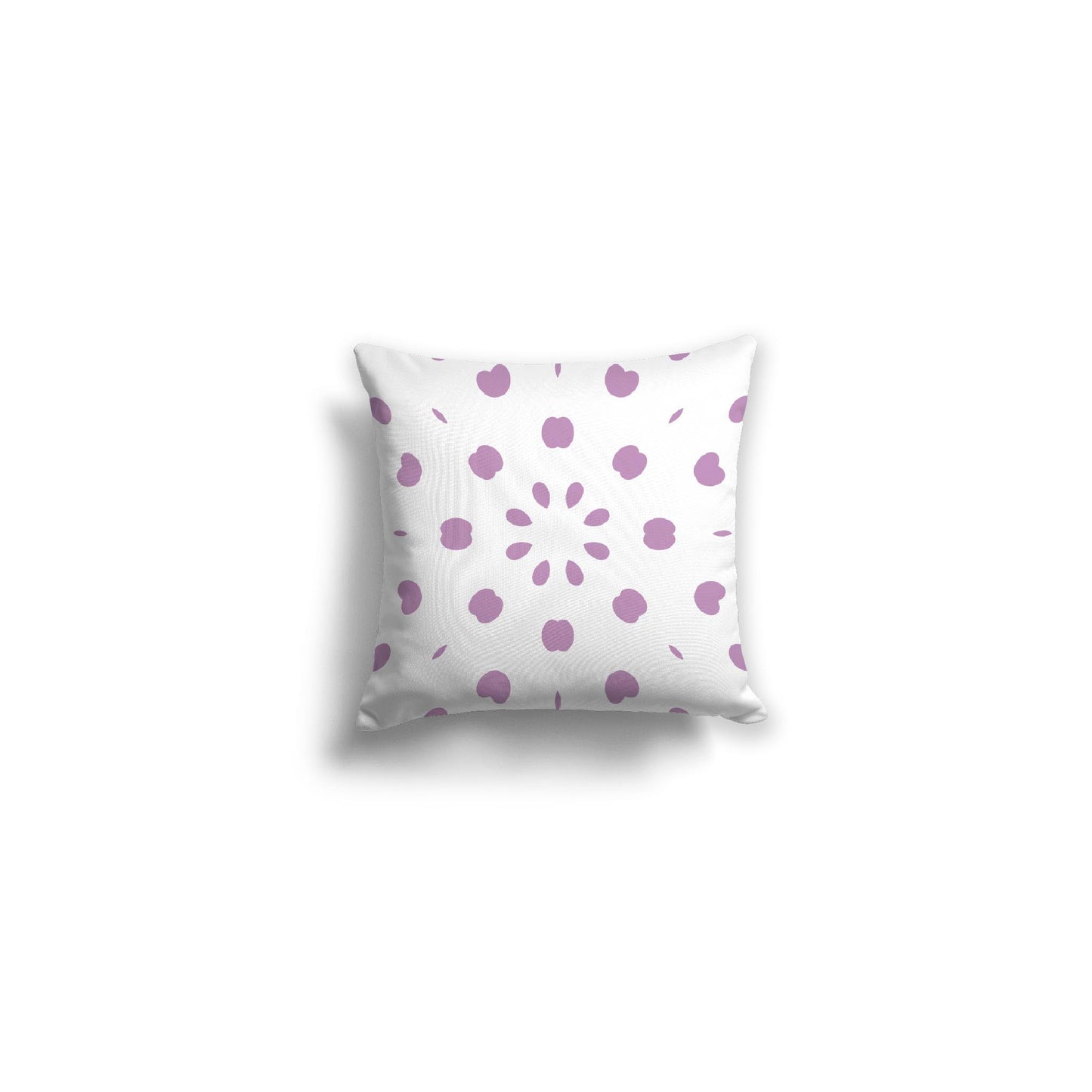 White Spun Polyester Throw Pillow with Mauve Burst Pattern on Front 14 x 14 inches / 36 x 36 cm
